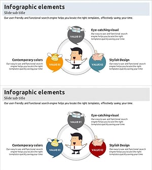 회사 소개 일러스트 다이어그램 슬라이드 – 경영과 혁신