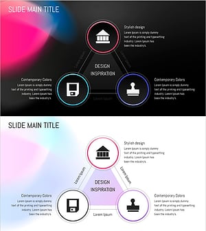 원형 그라데이션 와이드 템플릿 다이어그램3 - 사업 전략 및 클러스터 표현