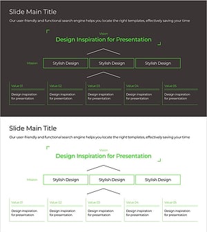 그린&그레이 와이드 템플릿 다이어그램3 – 사업 전략을 위한 선형 다이어그램