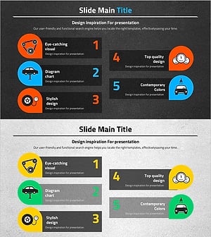 자동차 사업비전 및 전략 설명을 위한 다이어그램 슬라이드