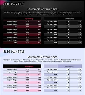원형 그라데이션 테이블 템플릿 – 시장 분석과 재무 성과