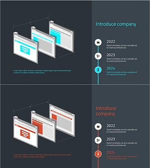 웹사이트 회사 연혁 슬라이드 – 시각화된 시간 여행