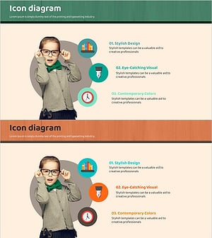 감각적인 학습 아이콘과 콘텐츠 설명 슬라이드