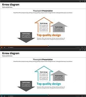 다방향 다이어그램과 텍스트를 활용한 운영계획 발표 템플릿