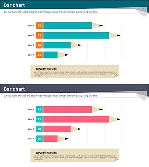 연필 가로막대 그래프로 시장 현황 분석