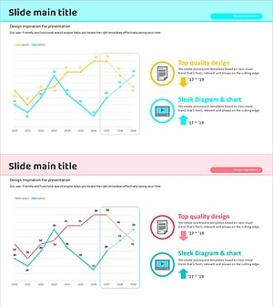 블루 핑크 꺾은선 차트로 시장 분석 제시하기
