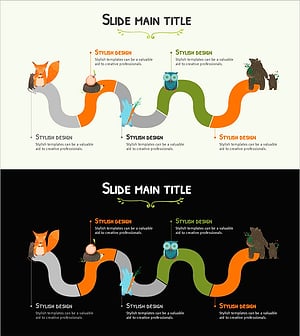 동물들과 곡선 다이어그램 – 창의적 아이디어의 흐름