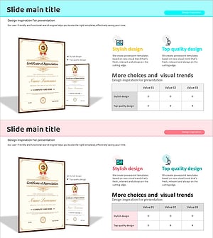 수상 특허 및 테이블 – 회사 소개를 위한 다이어그램