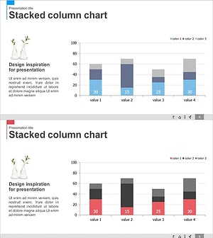 블루 핑크 시장분석 세분형 세로막대 그래프