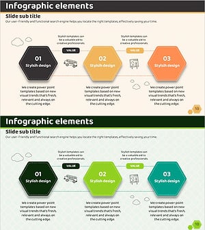 육각형 연결형 인포그래픽 메시지 – 전략 실행과 기술 혁신