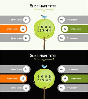 나무 일러스트로 개요 설명 슬라이드 – 사업비전 및 전략