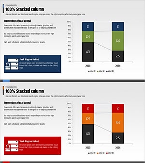 세로막대그래프로 시장 점유율 분석 – 파랑과 빨강을 조화롭게