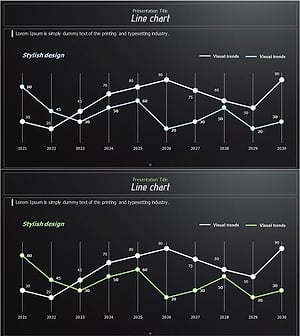 블루 그린 꺾은선 그래프 – 경쟁사 분석에 최적화된 디자인
