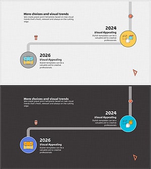 필기구 일러스트를 활용한 연혁 슬라이드 – 회사 소개와 주요 성과