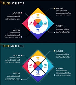 사각 연결 다이어그램을 활용한 사업 소개