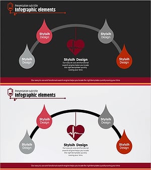 하트 물방울 연결 다이어그램 - 사업소개에 적합한 인포그래픽