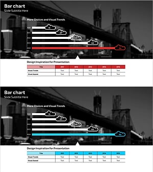 서비스 시장 동향 및 분석 슬라이드 (빨강과 파랑)