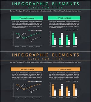시장 분석 및 현황 그래프 슬라이드 – 초록과 주황의 조화