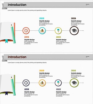 필기 콘셉트 연혁 슬라이드 - 창의성과 성장이 담긴 디자인