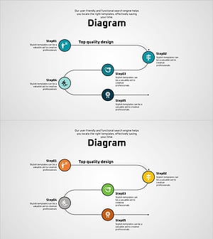계획 및 프로세스 다이어그램 – 파랑, 주황, 초록 컬러