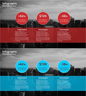 주요 성과 및 서비스 혜택 인포그래픽 슬라이드 – 빨강과 파랑