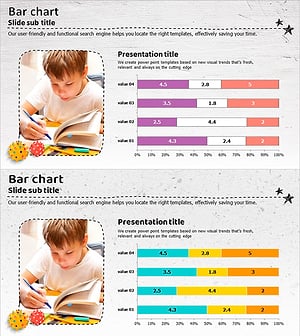스터디 이미지와 가로형 세분막대 그래프 - 고객 분석 및 시장 동향