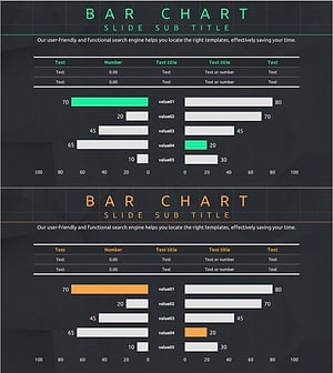경쟁사 분석 및 경쟁 우위 자료 시각화 – 초록과 주황 조화