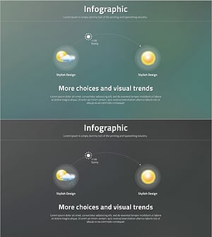 인포그래픽을 활용한 날씨 비교 슬라이드 – 스타일리시한 디자인