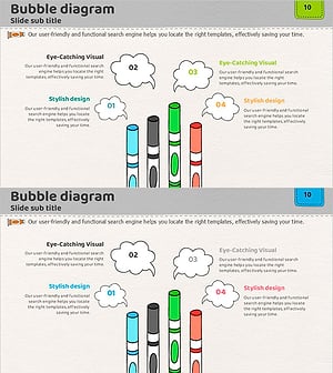 Colored Pens and Cloud Speech Bubbles Slide Template – Creative Communication