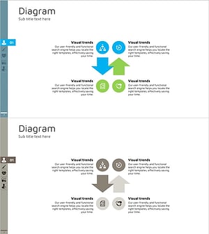 사업분야 설명을 위한 다방향 다이어그램 – 직관적인 흐름