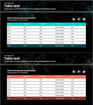 은하 테마 시장분석 가로형 테이블