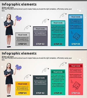 어린이 이미지와 단계 요소를 활용한 슬라이드 템플릿