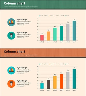 세로막대 일반형 컬러 차트로 시장 분석 시각화 - 시장 및 경쟁사 분석