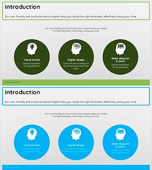원형의 개요 및 소개 슬라이드 - 기업 비전과 가치