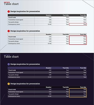 Red Purple Table Chart for Cash Flow Visualization