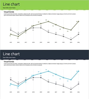 서비스 향후전망을 위한 그래프 슬라이드 – 초록과 남색의 조화