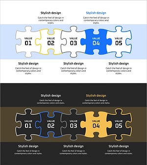마케팅목표 퍼즐모양 다이어그램 – 효과적인 사업 전략 표현