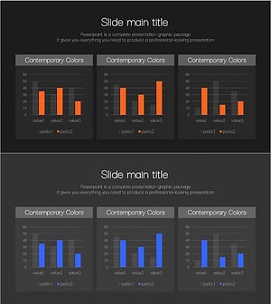 주황 블루 세로막대 묶음형 그래프