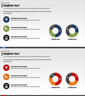 도넛형 그래프로 시장 현황 및 분석 시각화 - 파랑과 빨강 활용