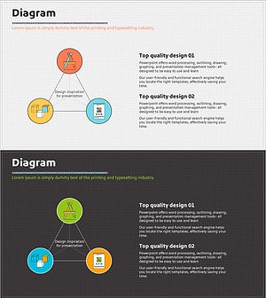 필기구 삼각 다이어그램으로 비즈니스 전략 소개