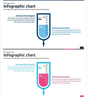 링거 모양 세분형 세로막대 그래프 – 특성과 색감을 강조한 인포그래픽