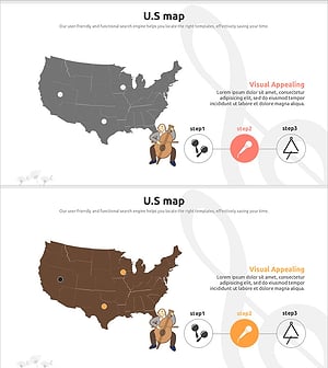 America Map and Musical Instruments Illustration for Market Analysis Slide