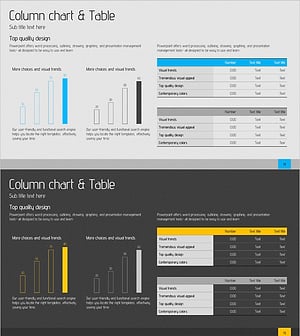 경쟁사 및 시장 분석을 위한 기획 슬라이드 - 블루와 옐로우의 조화