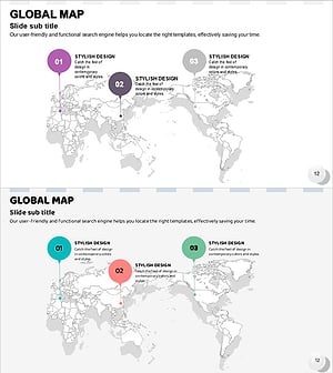 Balloon Icon and Global Map – Market Analysis Slide