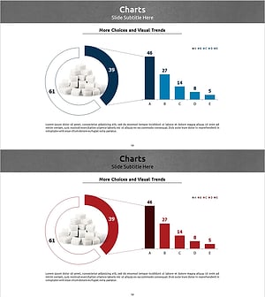 설탕 사용량 분석 원형 & 막대 그래프 슬라이드 템플릿