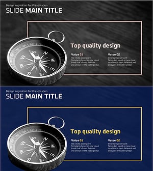 나침반과 메시지 슬라이드 템플릿 – 도전과 자유