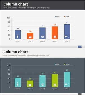시장현황 그래프 파랑 청록 – 시장 동향을 시각화한 세로막대 템플릿
