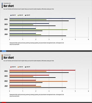 경쟁사 분석 및 시장 동향 그래프 – 파랑과 빨강의 대비