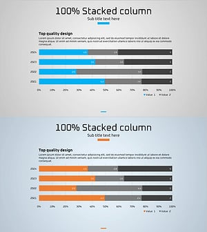 시장 현황 및 동향 그래프 – 파랑과 주황의 조화
