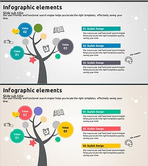 일러스트 나무와 텍스트로 제공하는 제품 소개 슬라이드